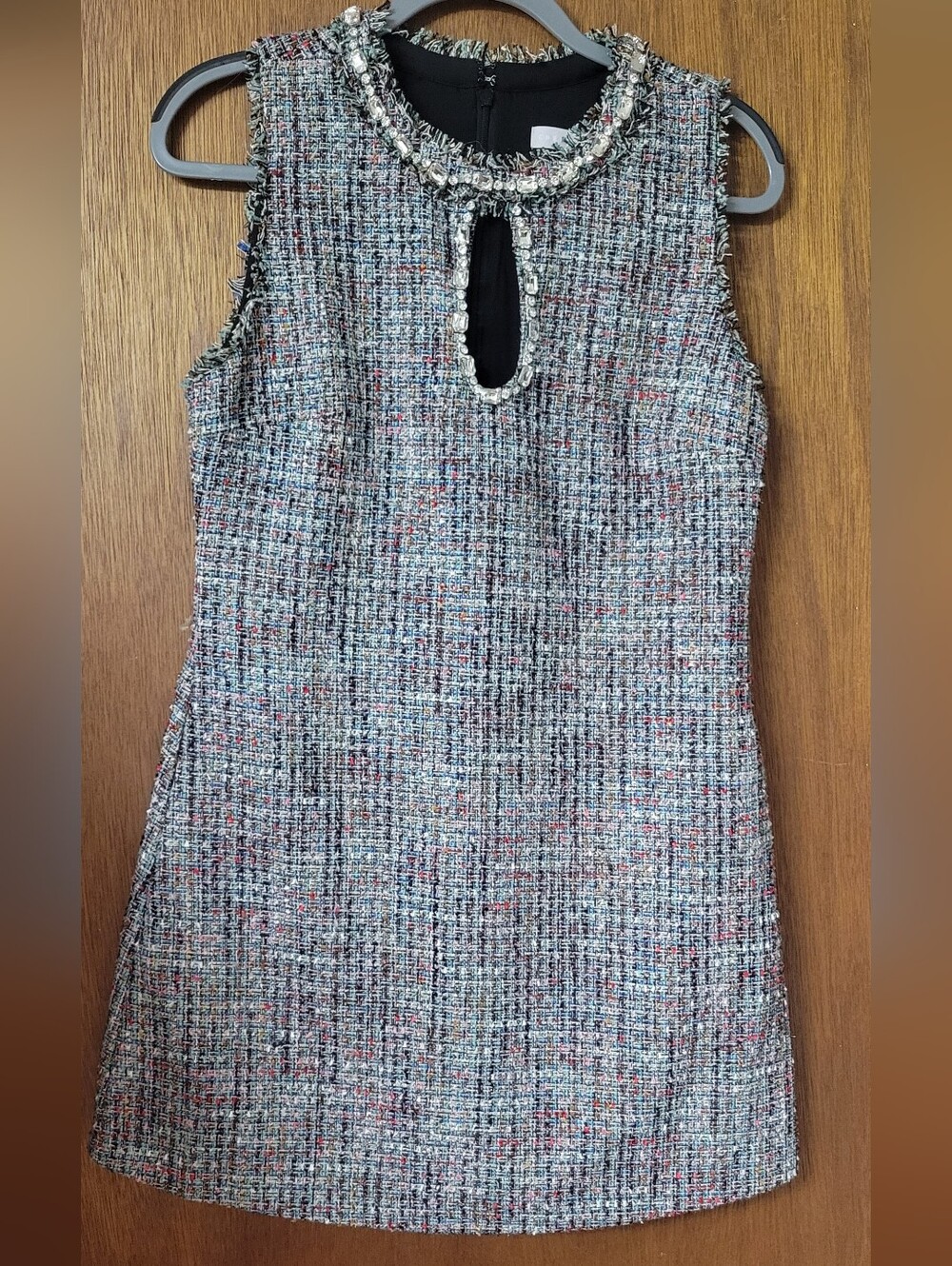 Chelsea28 Multicolor Tweed Jewel-Neck Mini Dress